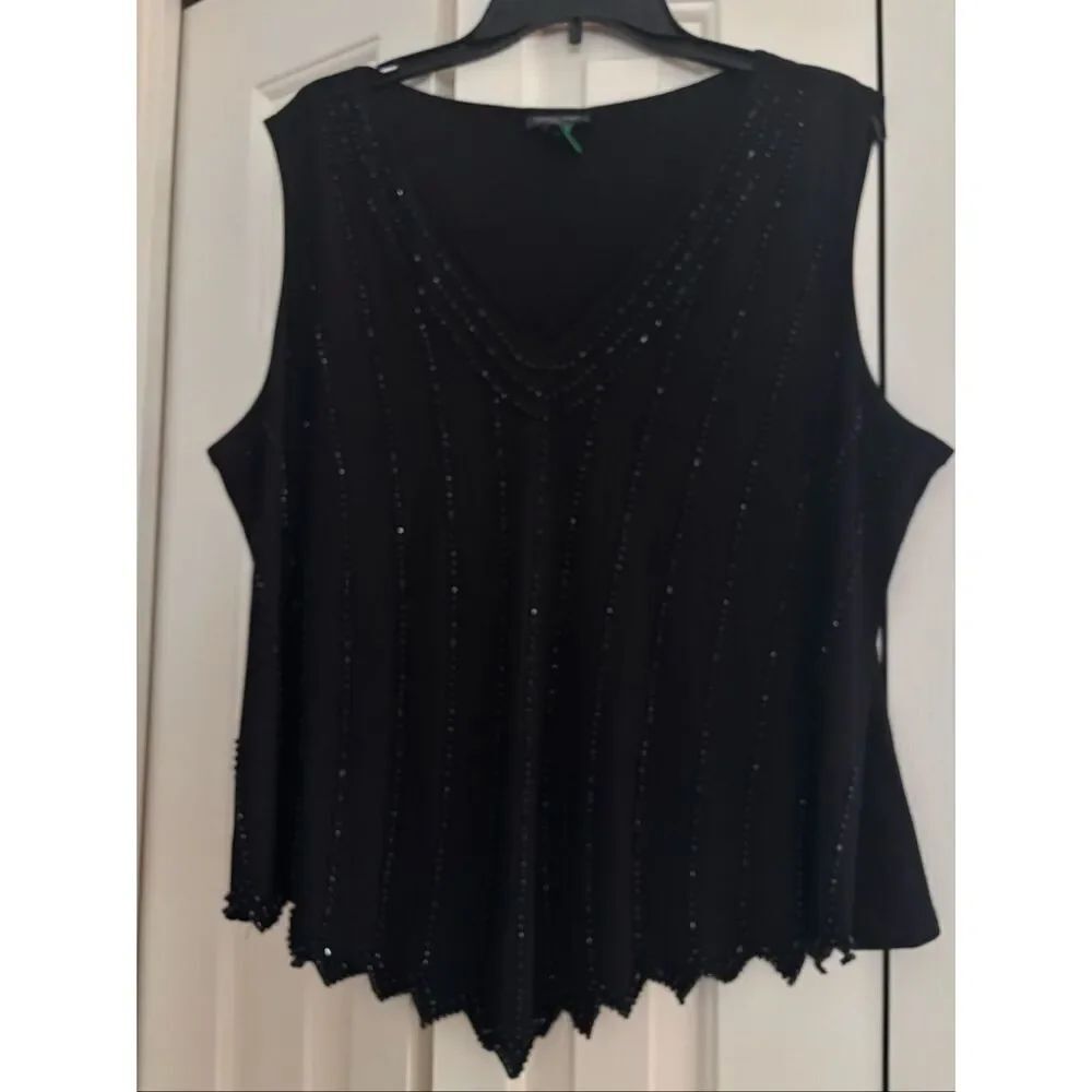 Dress Barn Woman Black Beaded Top